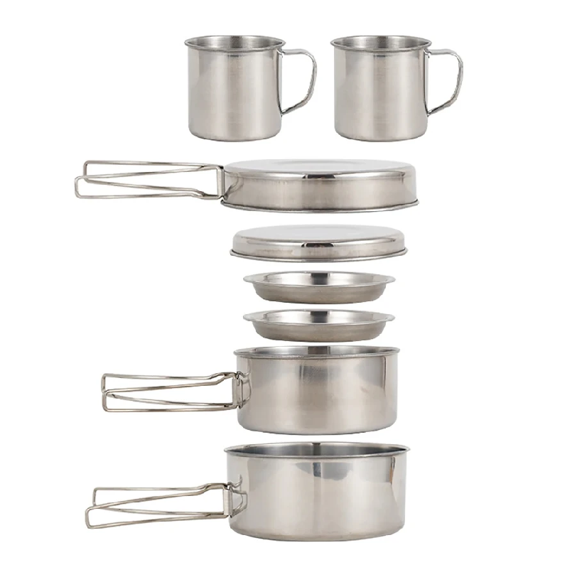 Camping Cooking Pots And Pans Set - 8 stks/set Camping Kookgerei Mess Kit