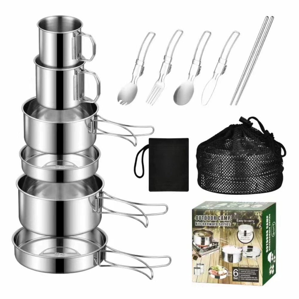 Camping Cooking Pots And Pans Set - 12 STKS Adventure Camp Cook Set