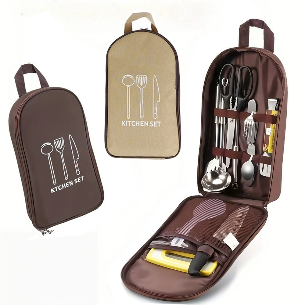 Camping Cooking Utensil Bag - Draagbare kooktas voor buiten Campingopbergtas Draagbare