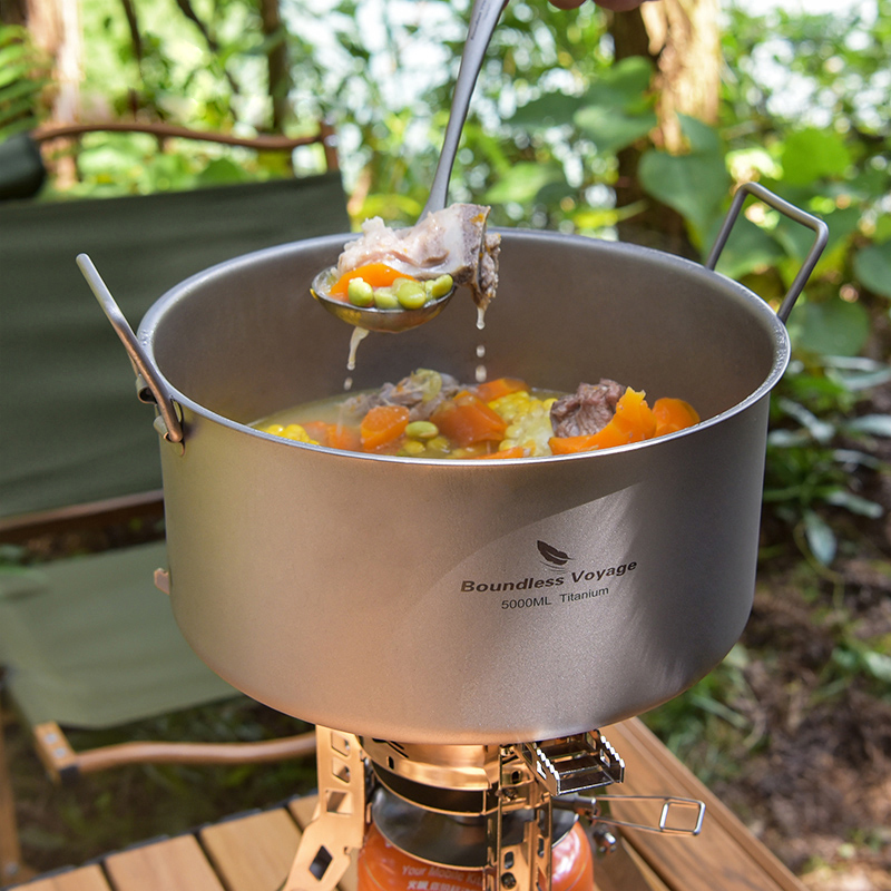 Camping Cooking Books - Grenzeloze Reis Titanium Pot 5.0l Draagbare