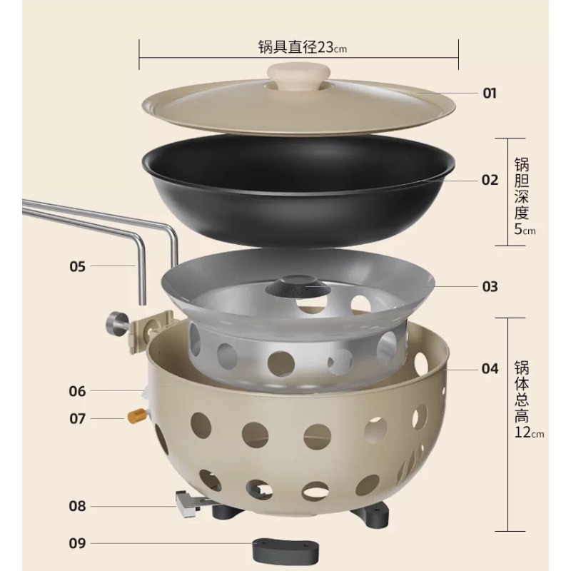 Camping Cooking All In One - Draagbare cassettekooktoestel voor buiten, alles-in-één pot,