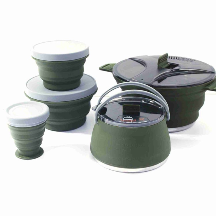 Camping Cooking Set Compact - Opvouwbare pannenset Draagbare compacte kookpannenset voor