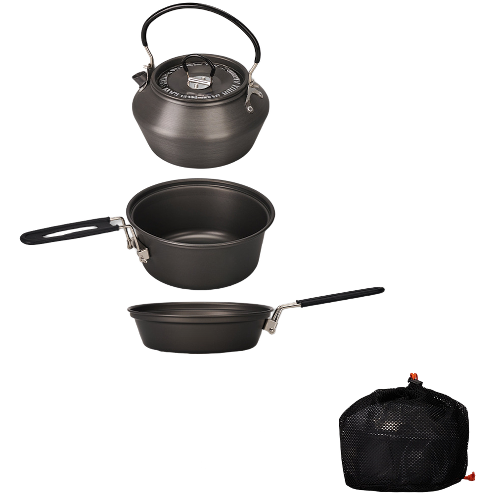 Camping Cooking Pots And Pans Set - Lichtgewicht campingkookgerei van aluminiumlegering, 3-delige pot