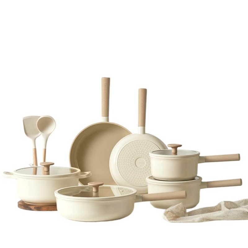 Camping Cooking Pots And Pans Set - Geling Chinese goedkope witte titanium keramische