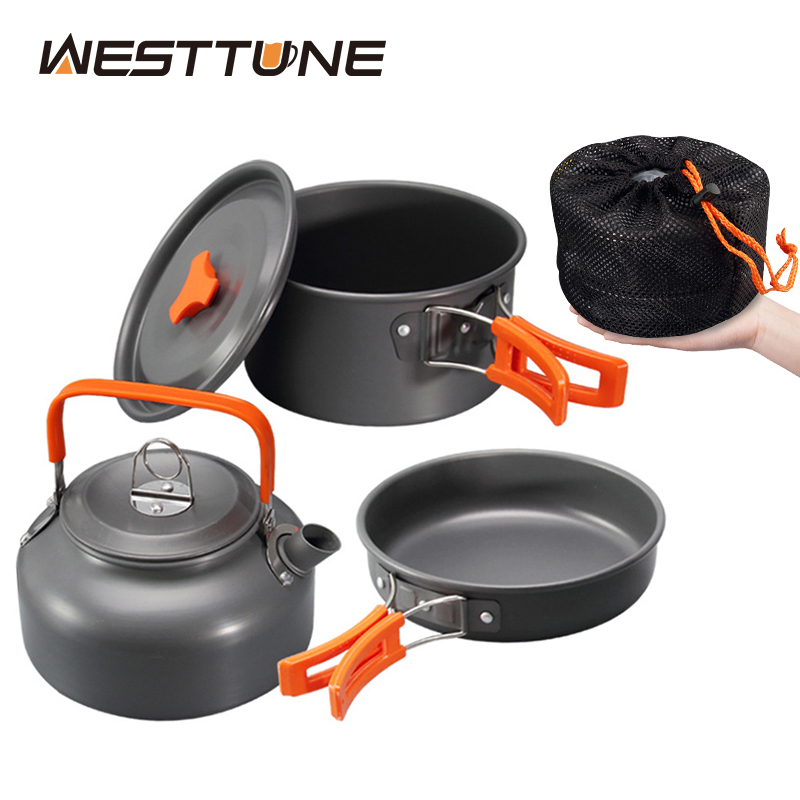 Camping Cooking Pan - WESTTUNE Camping Kookgerei Kit Aluminium Outdoor