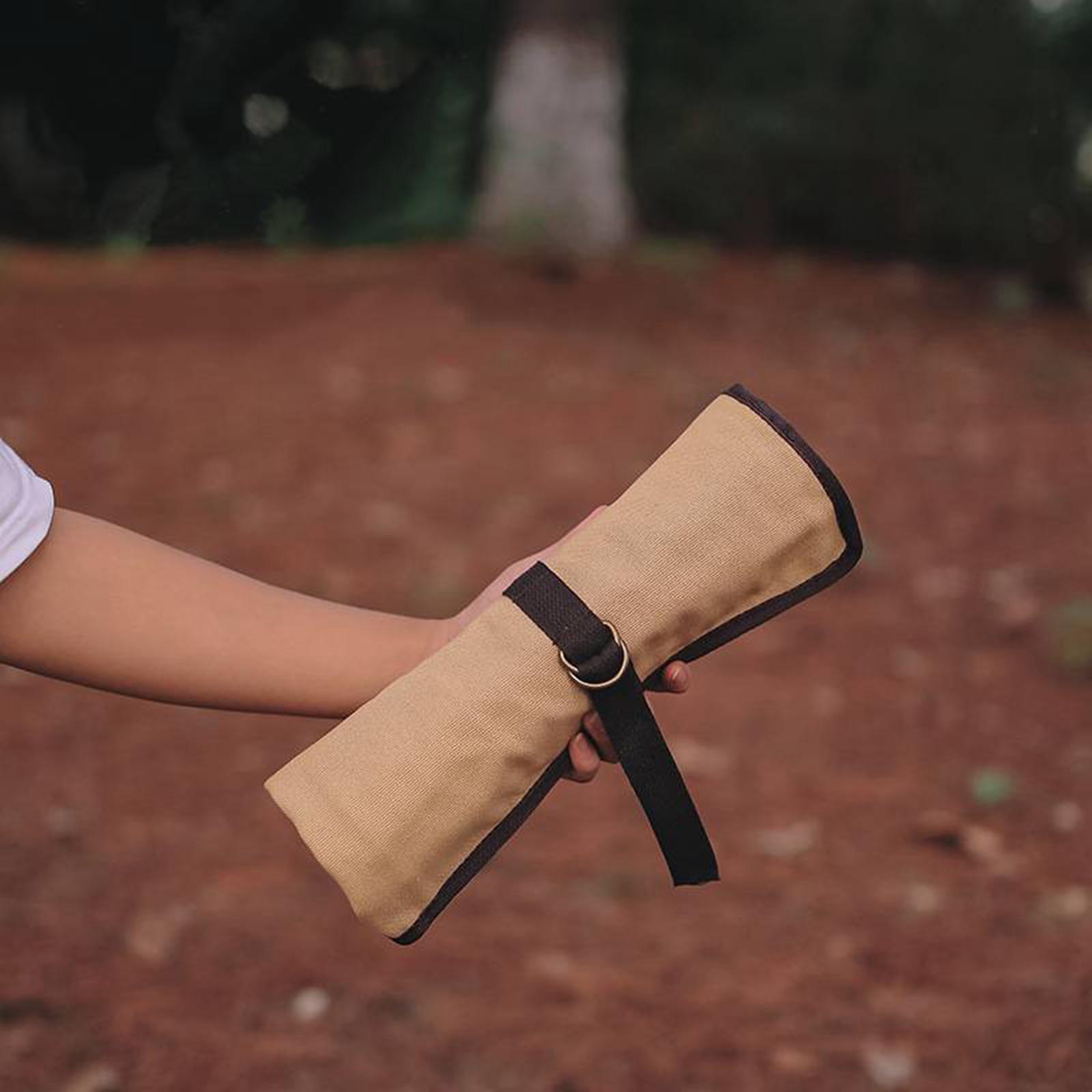 Camping Cooking Utensil Bag - Draagbare camping gebruiksvoorwerp oprolbare tas servies