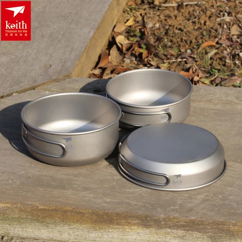 Camping Cooking Books - Keith 3PCS Titanium Kookgerei Pannen Kommen