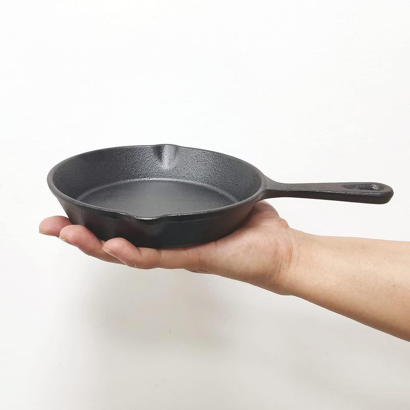 Camping Cooking Pan - 6 inch gietijzeren koekenpan, braadpan met