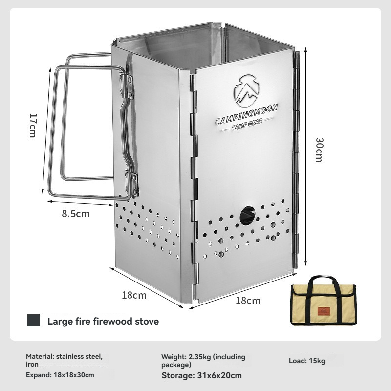 Charcoal Chimney Starter - MT-18 CAMPINGMOON Opvouwbare draagbare ontsteker Houtskoolkachel