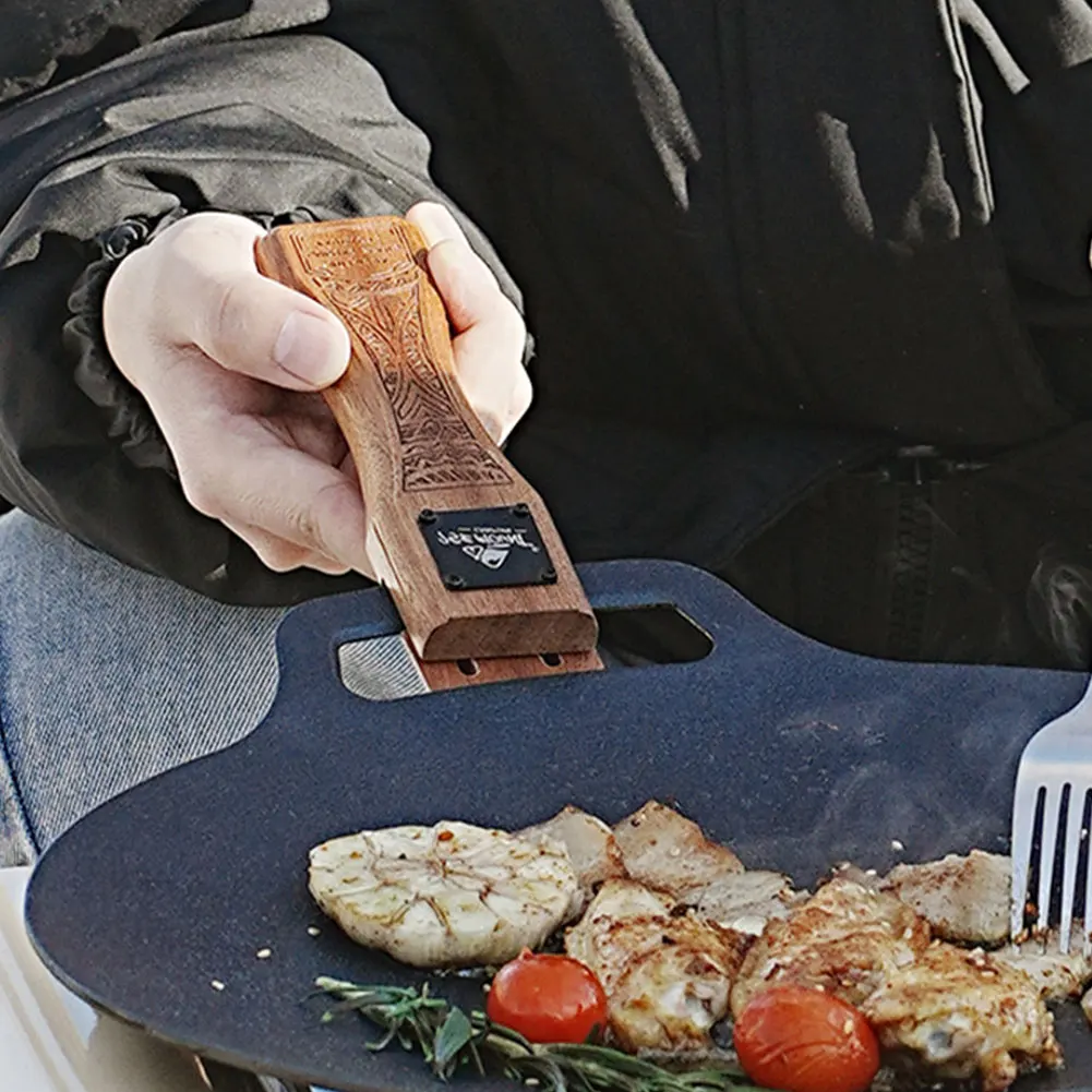 Camping Cooking Pan - Outdoor Grillpan van Natuurlijk Hout met
