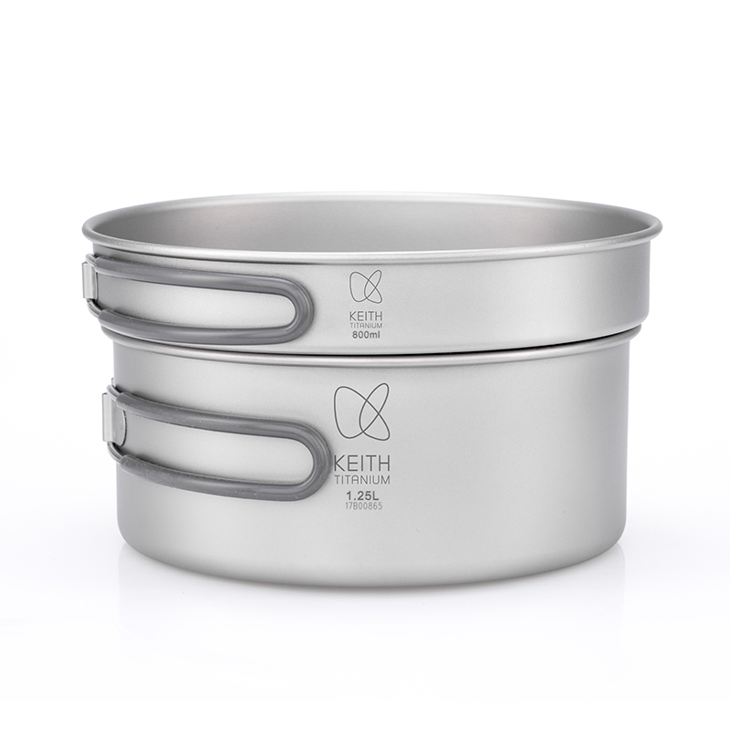 Camping Cooking Books - KEITH Pure Titanium 2-delige kookset (800ml+1250ml),
