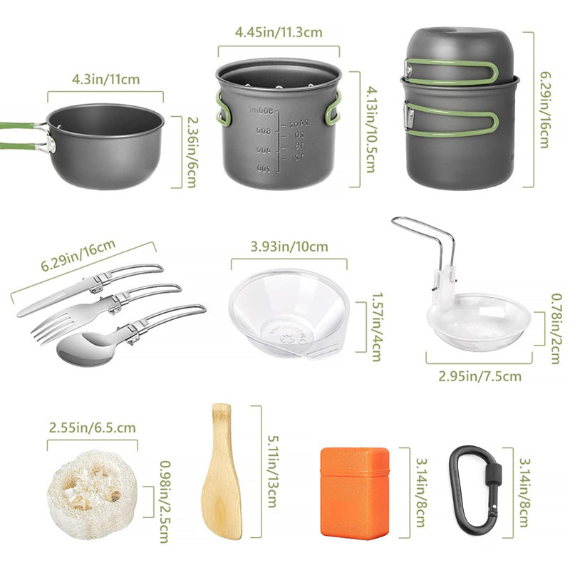 Campingkookgereiset, campingpo - Camping Cooking Pots And Pans Set recensie en prijs