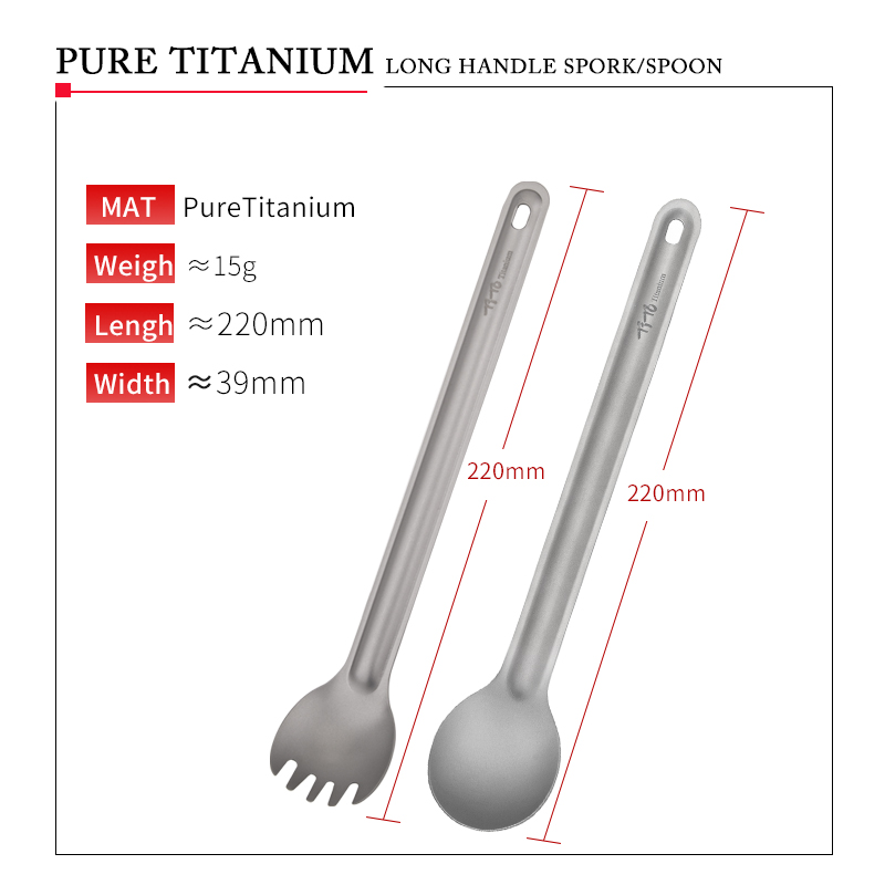 TiTo Titanium Spork Lepel Lang - Camping Cooking Knife recensie en prijs