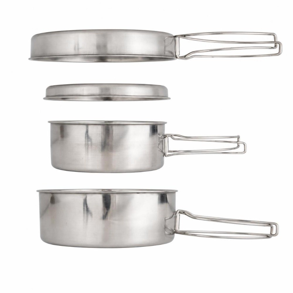 4-delige draagbare roestvrijst - Camping Cooking Pots And Pans Set recensie en prijs