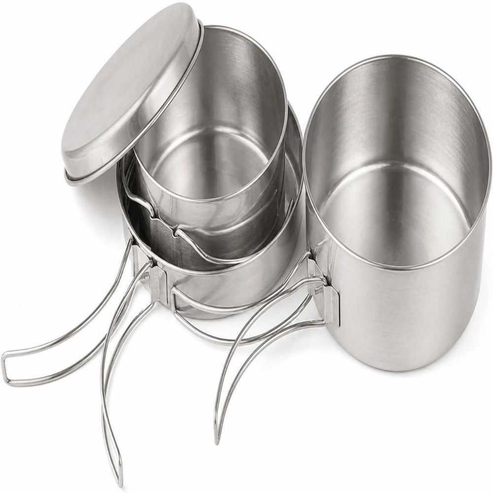 4-delige draagbare roestvrijst - Camping Cooking Pots And Pans Set recensie en prijs