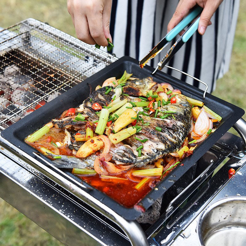 Buiten dikke vierkante grillpa - Camping Cooking Pan recensie en prijs