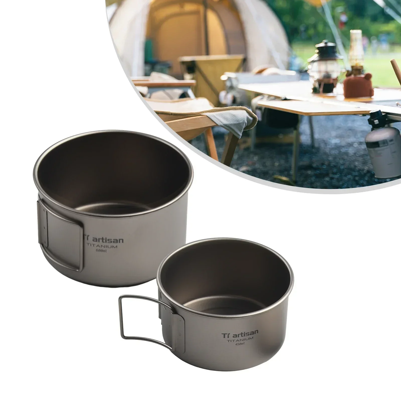 Titanium kom met inklapbaar ha - Camping Cooking Pan recensie en prijs