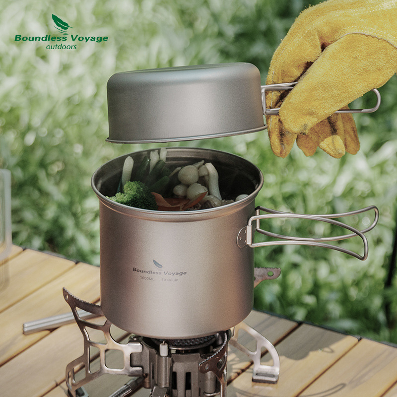 Pure titanium opvouwbare kookp - Camping Cooking Pots And Pans Set recensie en prijs