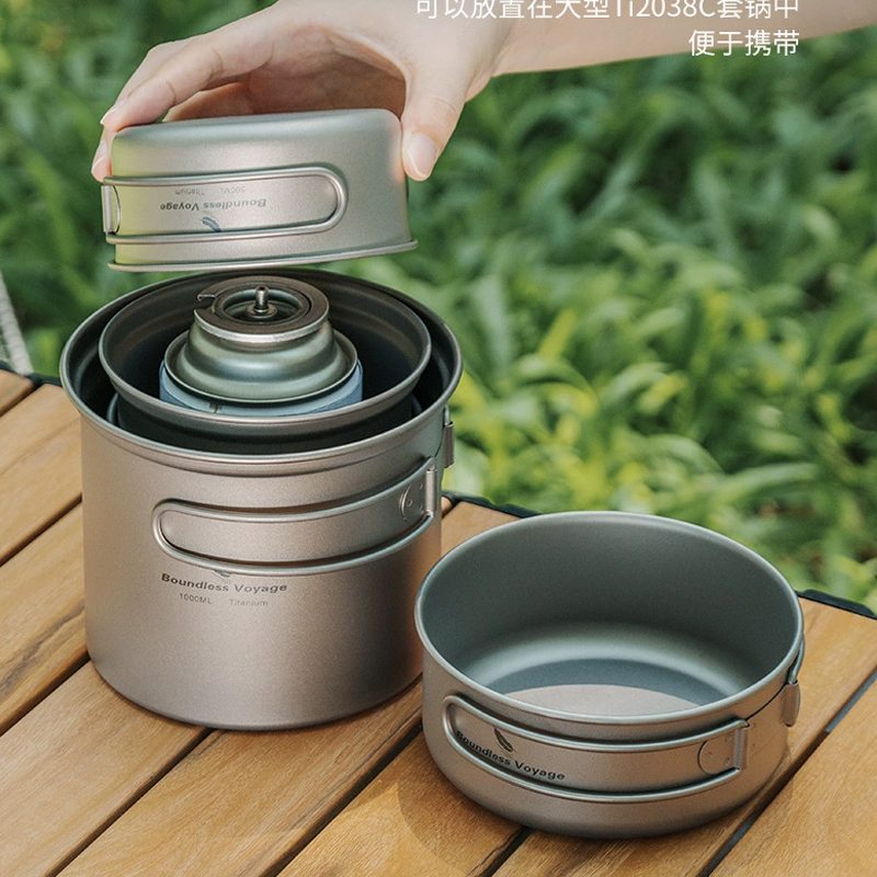 Pure titanium opvouwbare kookp - Camping Cooking Pots And Pans Set recensie en prijs