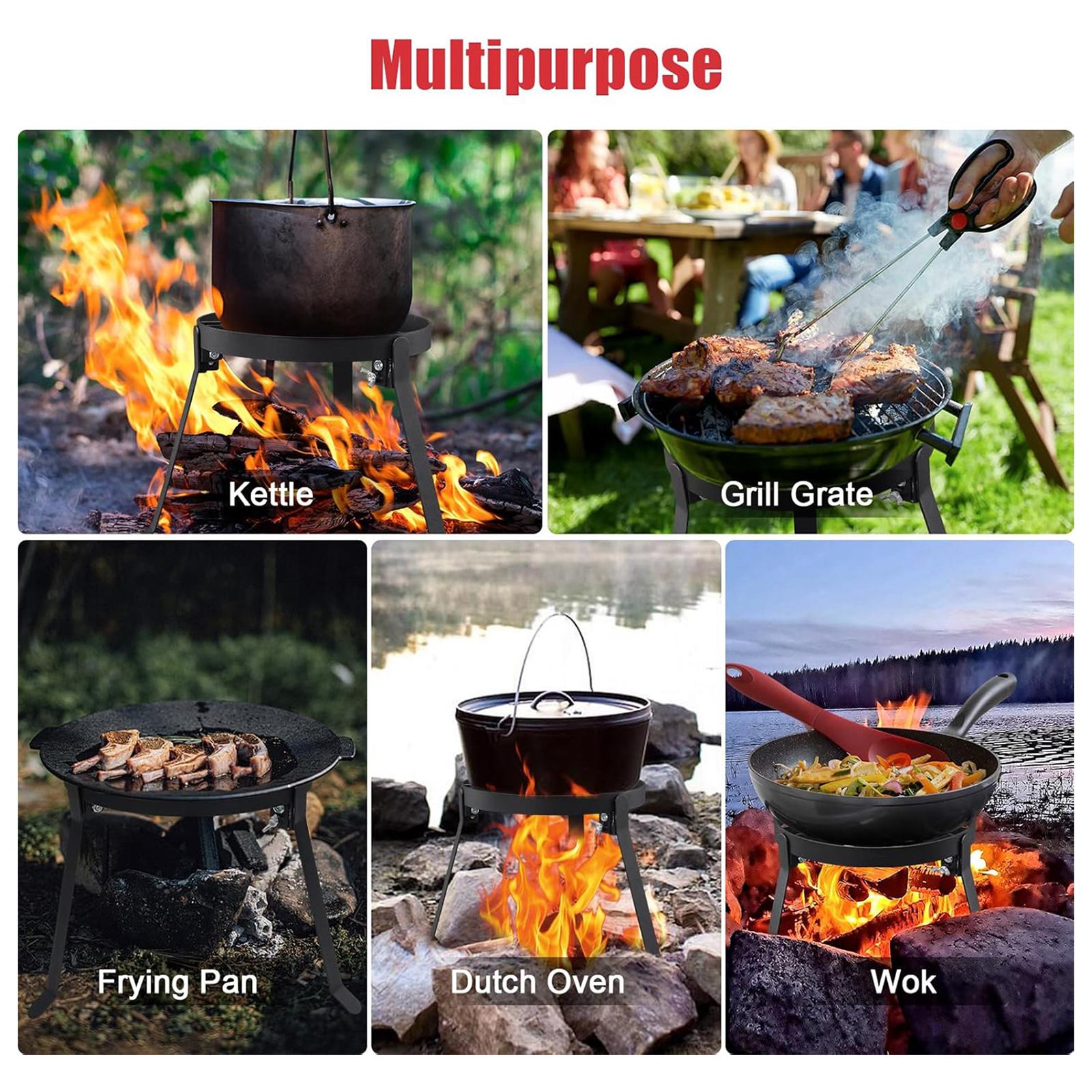 Vouwbare kookkampvuur-tripod v - Camping Cooking Griddle recensie en prijs
